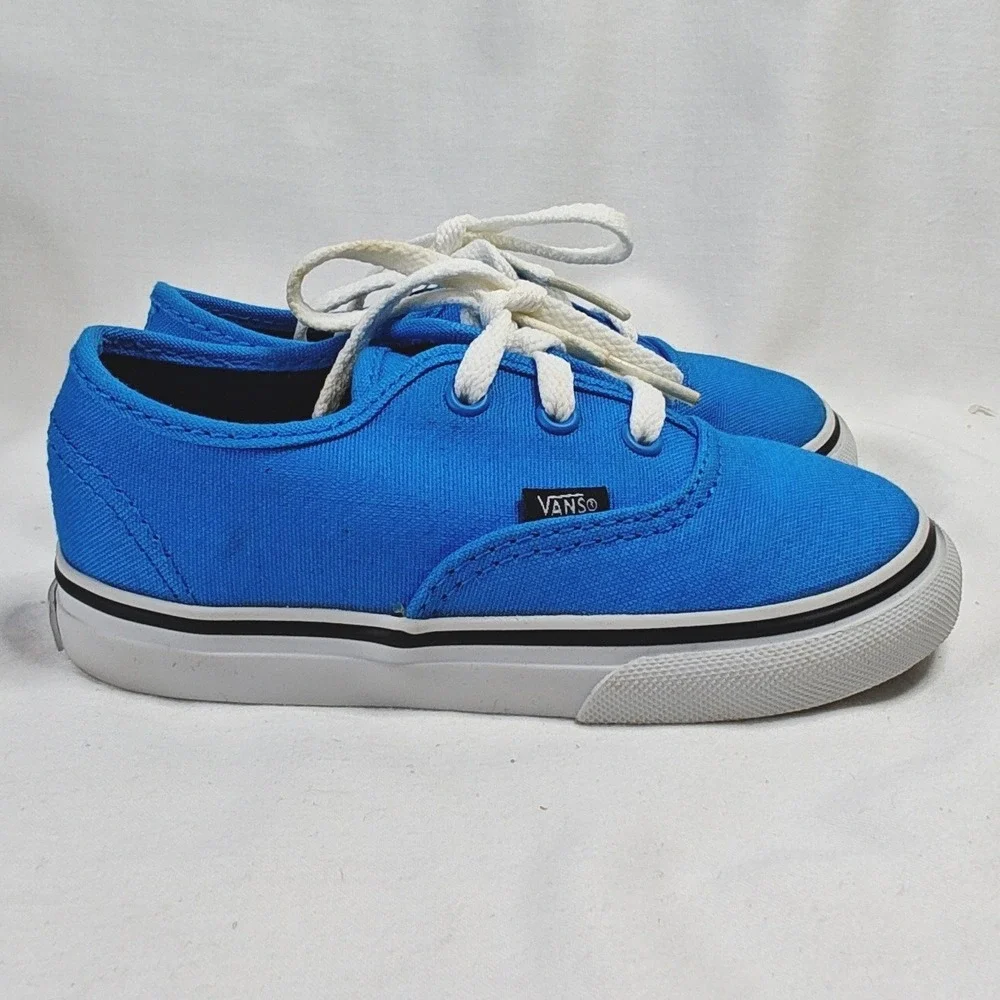 Vans Authentic Malibu Blue Black Canvas Low Top Sneakers 7.5 Toddler New